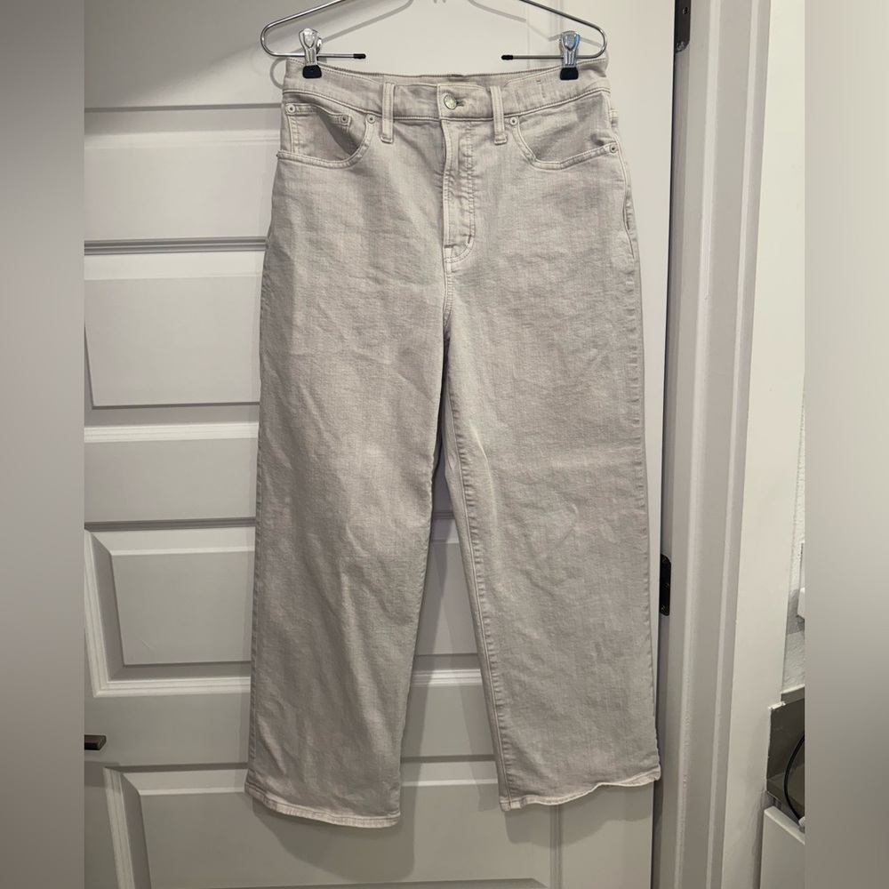 Madewell The Perfect Vintage Wide-Leg Crop Jeans Light Grey Size 28